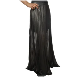 Twinset - Palazzo Trousers With Plated Effect - Black - Trousers - Made in Italy - Luxury Exclusive Collection - Avvenice