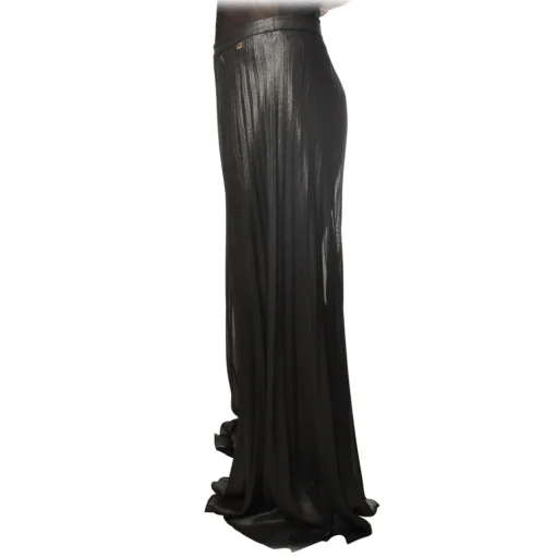 Twinset - Palazzo Trousers With Plated Effect - Black - Trousers - Made in Italy - Luxury Exclusive Collection - Avvenice