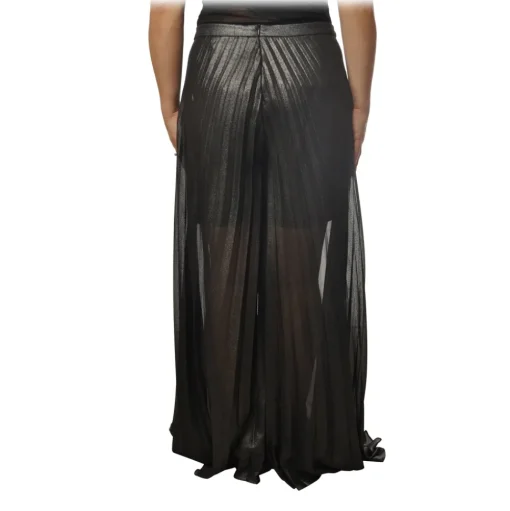 Twinset - Palazzo Trousers With Plated Effect - Black - Trousers - Made in Italy - Luxury Exclusive Collection - Avvenice