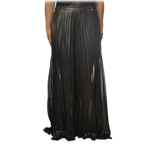Twinset - Palazzo Trousers in Geometric Pattern - Anthracite - Trousers - Made in Italy - Luxury Exclusive Collection - Avvenice