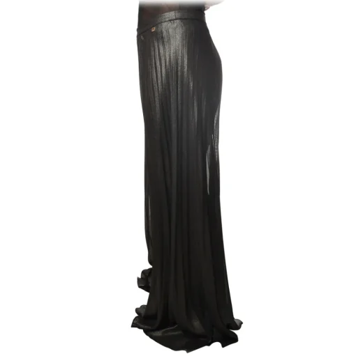 Twinset - Palazzo Trousers in Geometric Pattern - Anthracite - Trousers - Made in Italy - Luxury Exclusive Collection - Avvenice