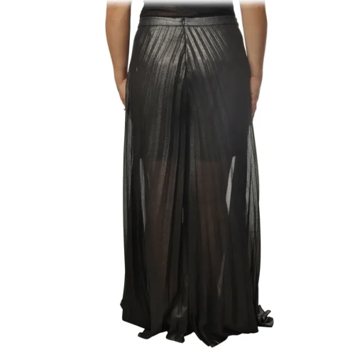 Twinset - Palazzo Trousers in Geometric Pattern - Anthracite - Trousers - Made in Italy - Luxury Exclusive Collection - Avvenice