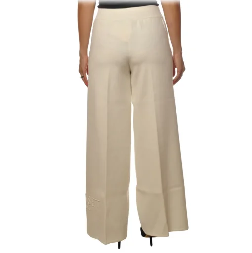 Twinset - Palazzo Trousers in Knit - White - Trousers - Made in Italy - Luxury Exclusive Collection - Avvenice