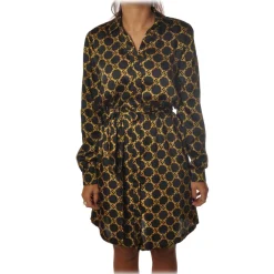 Twinset - Shirt Cut Dress in Gold Chain Pattern - Black/Gold - Dress - Made in Italy - Luxury Exclusive Collection - Avvenice