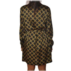 Twinset - Shirt Cut Dress in Gold Chain Pattern - Black/Gold - Dress - Made in Italy - Luxury Exclusive Collection - Avvenice