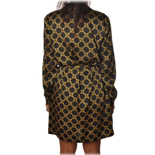 Twinset - Shirt Cut Dress in Gold Chain Pattern - Black/Gold - Dress - Made in Italy - Luxury Exclusive Collection - Avvenice