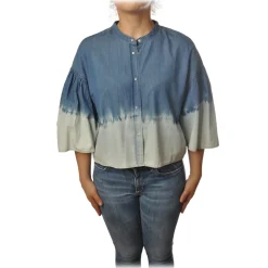 Twinset - Shirt with Kimono Sleeves - White/Blu - Shirt - Made in Italy - Luxury Exclusive Collection - Avvenice