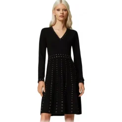 Twinset - Short Dress with Studs Detail - Black - Dress - Made in Italy - Luxury Exclusive Collection - Avvenice
