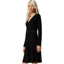Twinset - Short Dress with Studs Detail - Black - Dress - Made in Italy - Luxury Exclusive Collection - Avvenice