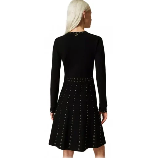 Twinset - Short Dress with Studs Detail - Black - Dress - Made in Italy - Luxury Exclusive Collection - Avvenice