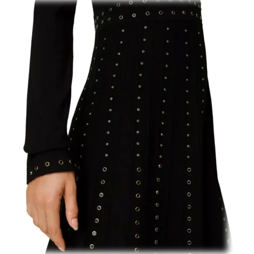Twinset - Short Dress with Studs Detail - Black - Dress - Made in Italy - Luxury Exclusive Collection - Avvenice
