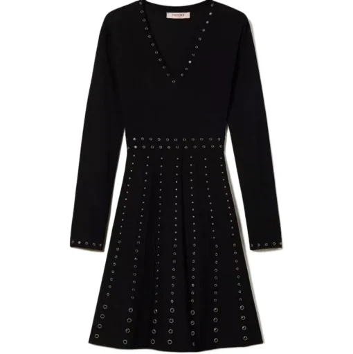 Twinset - Short Dress with Studs Detail - Black - Dress - Made in Italy - Luxury Exclusive Collection - Avvenice
