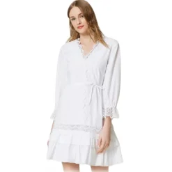 Twinset - Short Dress with Macramè Lace - White - Dress - Made in Italy - Luxury Exclusive Collection - Avvenice