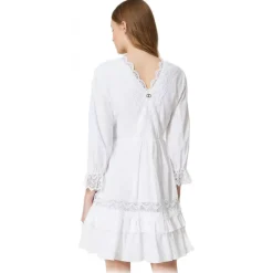 Twinset - Short Dress with Macramè Lace - White - Dress - Made in Italy - Luxury Exclusive Collection - Avvenice