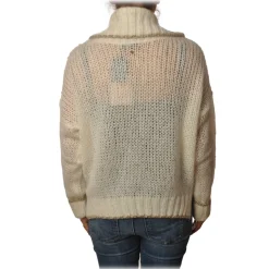 Twinset - Sweater with Soft High Neck Oversized - Cream - Knitwear - Made in Italy - Luxury Exclusive Collection - Avvenice