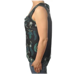 Twinset - Tank Top with Colored Openwork Embroidery - Black - Top - Made in Italy - Luxury Exclusive Collection - Avvenice