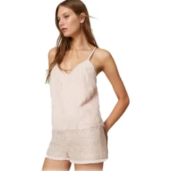 Twinset - Top with Feather Effect Threads - Powder Pink - Top - Made in Italy - Luxury Exclusive Collection - Avvenice