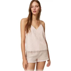Twinset - Top with Feather Effect Threads - Powder Pink - Top - Made in Italy - Luxury Exclusive Collection - Avvenice
