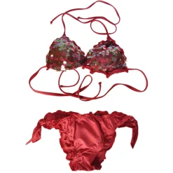 Twinset - Triangle Sea Padded Paillettes - Red - Bikini - Made in Italy - Luxury Exclusive Collection - Avvenice
