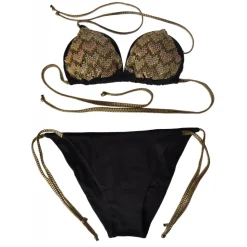 Twinset - Triangle Sea Padded Paillettes - Black/Gold - Bikini - Made in Italy - Luxury Exclusive Collection - Avvenice