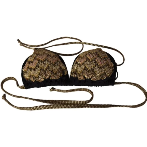 Twinset - Triangle Sea Padded Paillettes - Black/Gold - Bikini - Made in Italy - Luxury Exclusive Collection - Avvenice