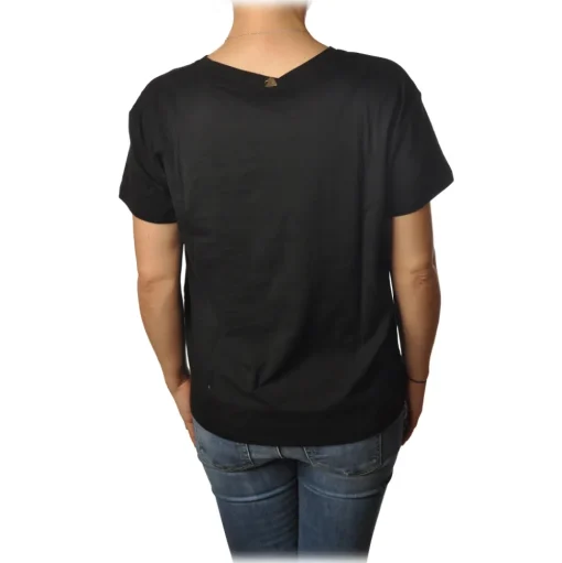 Twinset - T-Shirt With Embroidered Ananas - Black - T-shirt - Made in Italy - Luxury Exclusive Collection - Avvenice