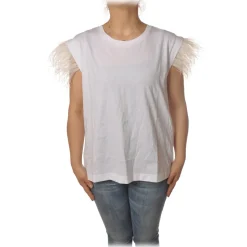 Twinset - T-Shirt With Ostrich Pattern - White - T-shirt - Made in Italy - Luxury Exclusive Collection - Avvenice