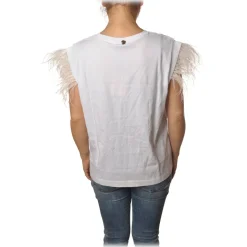 Twinset - T-Shirt With Ostrich Pattern - White - T-shirt - Made in Italy - Luxury Exclusive Collection - Avvenice