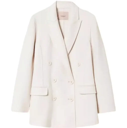 Twinset - Wool Cloth Double-Breasted Jacket - Cream - Jackets - Made in Italy - Luxury Exclusive Collection - Avvenice