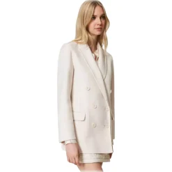 Twinset - Wool Cloth Double-Breasted Jacket - Cream - Jackets - Made in Italy - Luxury Exclusive Collection - Avvenice