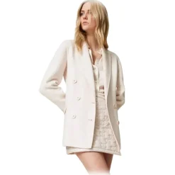 Twinset - Wool Cloth Double-Breasted Jacket - Cream - Jackets - Made in Italy - Luxury Exclusive Collection - Avvenice