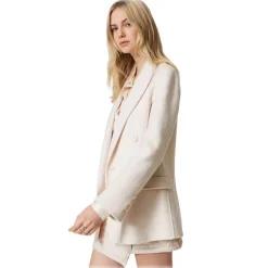 Twinset - Wool Cloth Double-Breasted Jacket - Cream - Jackets - Made in Italy - Luxury Exclusive Collection - Avvenice
