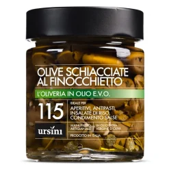 Ursini - Smashed Olives with Wild Fennel - 115 - In Extra Virgin Oil - Olives - Organic Italian Extra Virgin Olive Oil - Avvenice