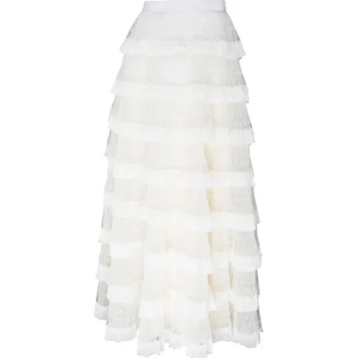Valentino - White Tulle Long Skirt - Valentino Exclusive Luxury Collection - Avvenice