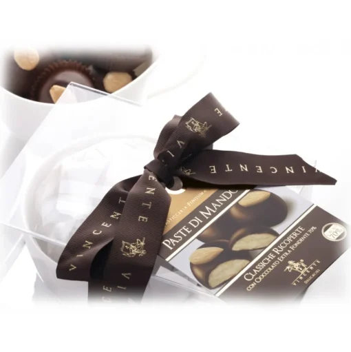 Vincente Delicacies - Classic Almond Cookies Covered With 70% Extra-Dark Chocolate - Ninfea Box - Avvenice