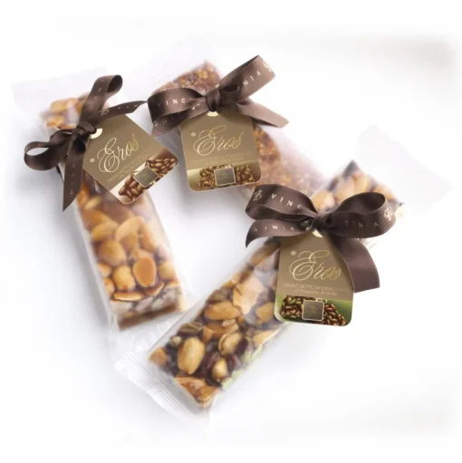 Vincente Delicacies - Crunchy Nougat Bar with Sicilian Hazelnuts - Eros - Opal Ribbon Flow-Pack - Avvenice