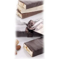 Vincente Delicacies - Soft Nougat Bar with Sicilian Almonds and Covered with 70% Extra-Dark Chocolate - Opal Box - Avvenice