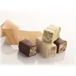 Vincente Delicacies - Soft Pistachio Nougat Candies and Covered with Fine White Chocolate - Glamour - Metallic Box - Avvenice