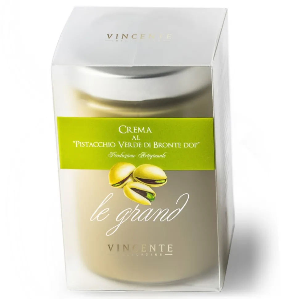 Vincente Delicacies - Sweet Cream Spread with Green Pistachio from Bronte P.D.O. - Artisan Spreadable Creams - 180 g - Crystal - Avvenice