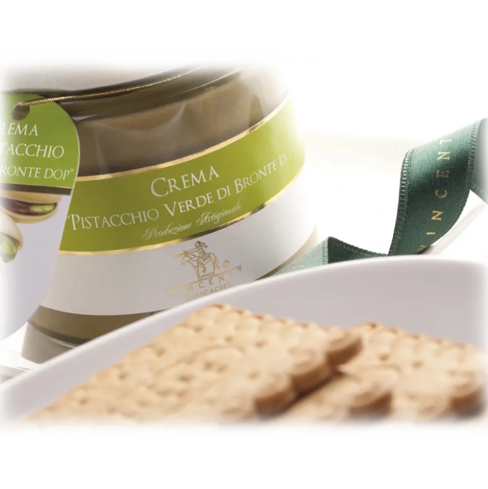Vincente Delicacies - Sweet Cream Spread with Green Pistachio from Bronte P.D.O. - Artisan Spreadable Creams - 180 g - Crystal - Avvenice