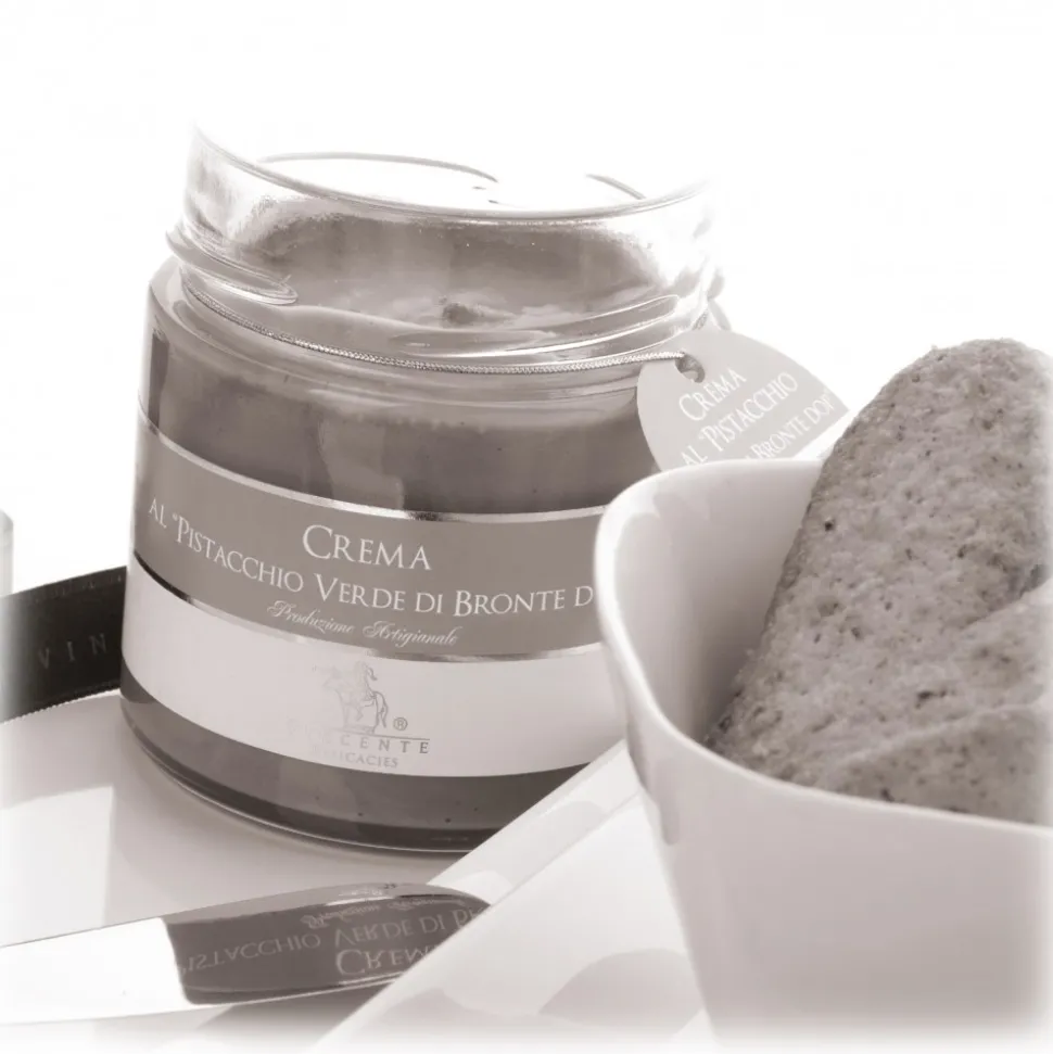 Vincente Delicacies - Sweet Cream Spread with Green Pistachio from Bronte P.D.O. - Artisan Spreadable Creams - 180 g - Crystal - Avvenice