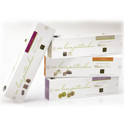Vincente Delicacies - Ultra-Fine Chocolates Filled with a Green Pistachio from Bronte P.D.O. Ganache Cream - Maravilha Meditha - Avvenice