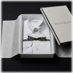 Viola Milano - 3 Classic Solid Package Button-Down Collar Shirt - White - Handmade in Italy - Luxury Exclusive Collection - Avvenice