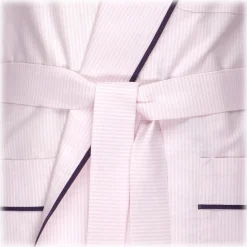Viola Milano - American Oxford Stripe Dressing Gown - Pink and White - Handmade in Italy - Luxury Exclusive Collection - Avvenice