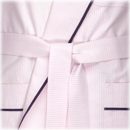 Viola Milano - American Oxford Stripe Dressing Gown - Pink and White - Handmade in Italy - Luxury Exclusive Collection - Avvenice