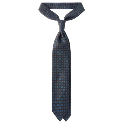 Viola Milano - Artisan Floral Handprinted Ancient Madder Silk Tie - Brown - Made in Italy - Luxury Exclusive Collection - Avvenice