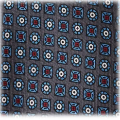Viola Milano - Artisan Floral Handprinted Selftipped Silk Tie - Grey - Made in Italy - Luxury Exclusive Collection - Avvenice