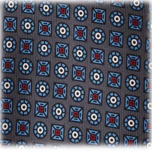 Viola Milano - Artisan Floral Handprinted Selftipped Silk Tie - Grey - Made in Italy - Luxury Exclusive Collection - Avvenice