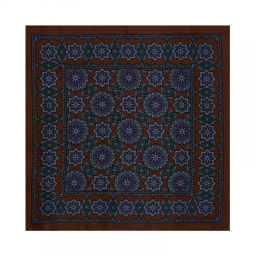 Viola Milano - Artisan Floral Silk Pocket Square - Brown Mix - Handmade in Italy - Luxury Exclusive Collection - Avvenice