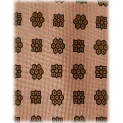Viola Milano - Artisan Floral Selftipped Silk Tie - Sand/Brown - Handmade in Italy - Luxury Exclusive Collection - Avvenice